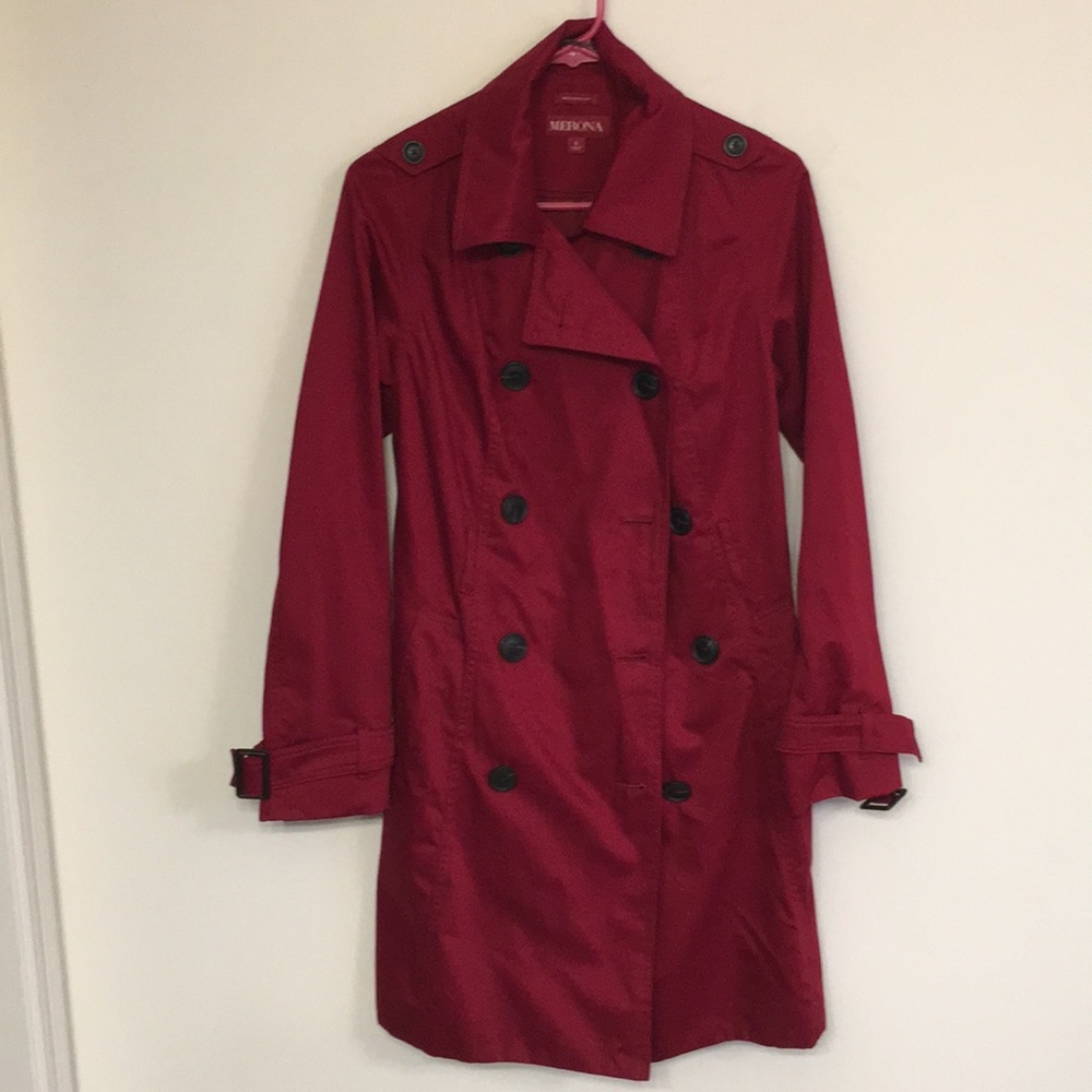 Merona red trench coat